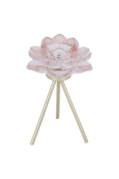 Alsaif Gallery Glass Candle Holder Alsaif Gallery, 12×12×18 cm - Rose Gold