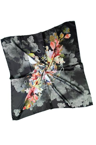 mim eşarp Κασκόλ Emilya Rayon με λουλούδια 90x90 εκ
