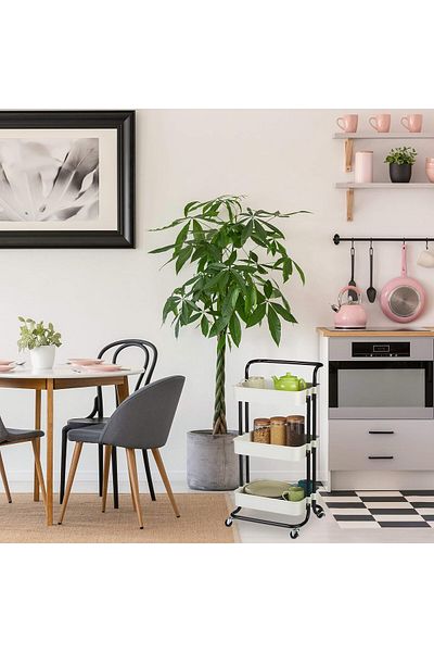 rexa 3 Tier Roller, with Handle, Metal and Plastic, Universal Trolley Kitchen, Bathroom, Office