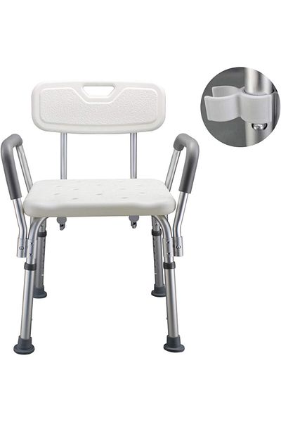 genri Dawsilv Bath Seat with Adjustable Height, Lightweight Anti-Slip Shower Chair with Backrest and Armre