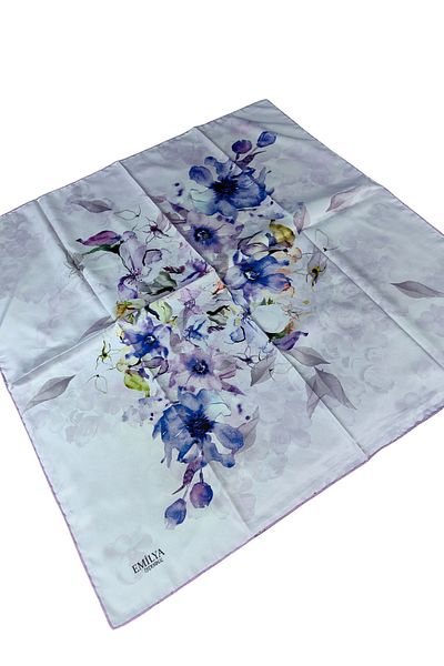 mim eşarp Κασκόλ Emilya Rayon με λουλούδια 90x90 εκ