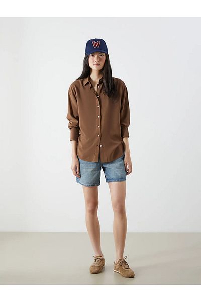 LC Waikiki Xside Brown Linen Blend Women's Shirt