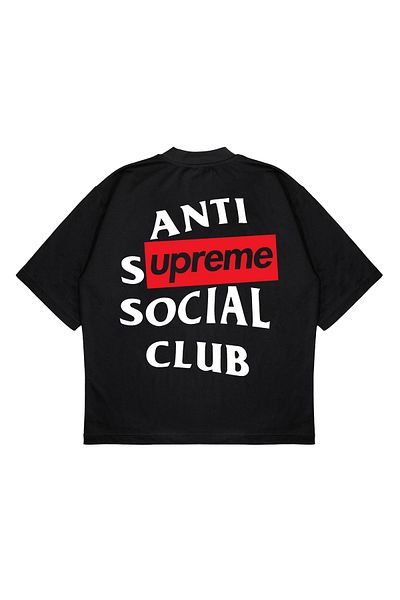 PURE EFFECT Unisex Oversize Anti Social Suprem Printed T-Shirt
