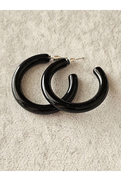 SiestaAccessories Black Color Acrylic Hoop Earrings