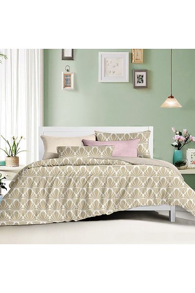 Favourite Vivert Beige Multicolor Pattern Duvet Set Single, Double 4 Piece Set