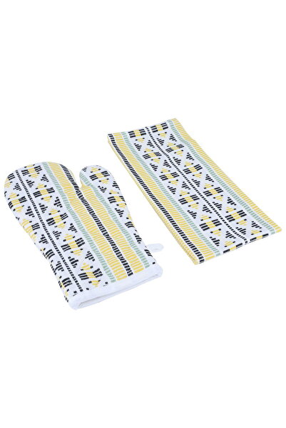 Alsaif Gallery Al Saif Gallery Fabric Towel Set, 4 Pieces - Yellow and White