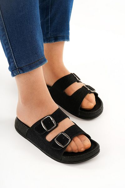 Babetty Women's Orthopedic Daily Silvery Stylish Buckle Home Sea Beach Guest Dowry Slippers Soft Sole