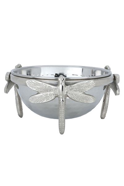 Alsaif Gallery Stainless Steel Bowl, 18.5×18.5×9 cm, Deep Circular, Butterfly Leg Base - Silver