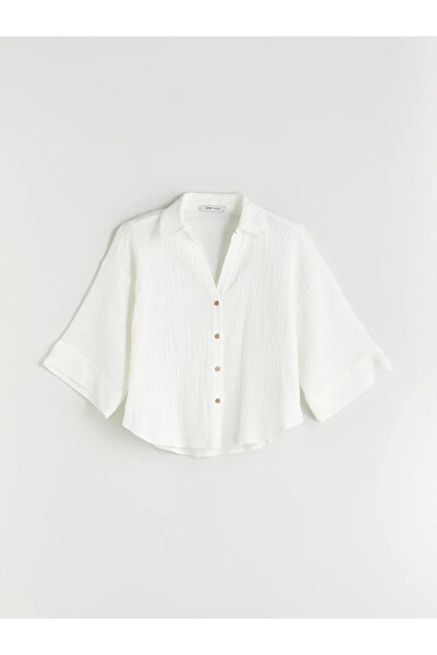 LC Waikiki Lcw Vision Ecru Oversize Muslin Women's Shirt