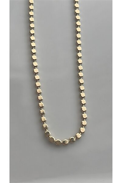 By Semra Xupıng 14K Altın Kaplama Pul Ezme Çelik Kolye 50 cm