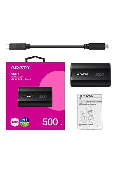 Yerli قرص Adata 500 جيجابايت أسود محمول USB 3.2 Gen2 x2 Type-C SSD خارجي