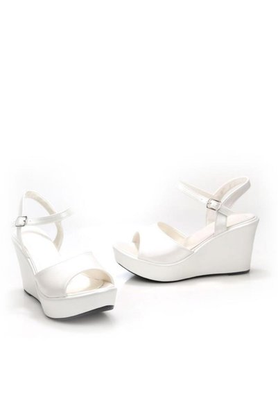Papuçcity Lgzz 03147 Women's Wedge Sole Bridal Wedding Wedding Sandals Shoes