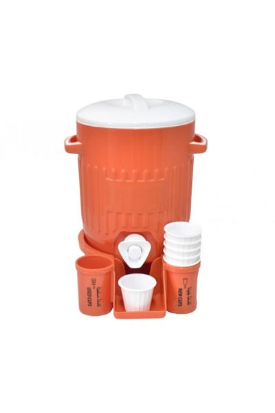 rexa Plastic thermos with base, 1.8 liters, with 6 cups, multiple colors