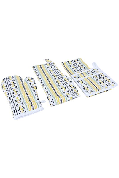 Alsaif Gallery Al Saif Gallery Fabric Towel Set, 4 Pieces - Yellow and White