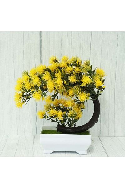 OEM Bonsai decorativ artificial in ghiveci, Galben, 20 cm, MCT-20k322G