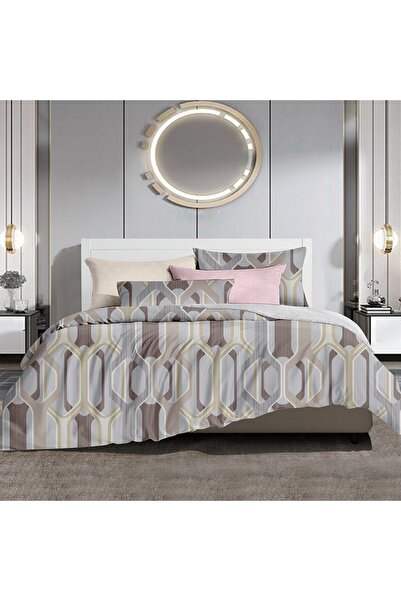 Favourite Vivert Grey Multicolor Print Duvet Set Twin, Double 4 Piece Set