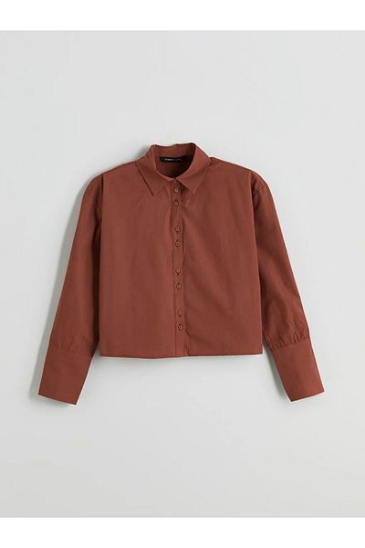 LC Waikiki Lcwaikiki classic brown crop women's shirt