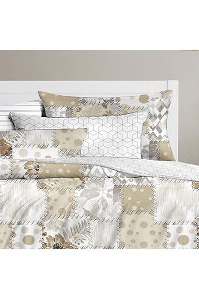 Favourite Vivert Beige Multicolor Print Duvet Set Twin, Double 4 Piece Set