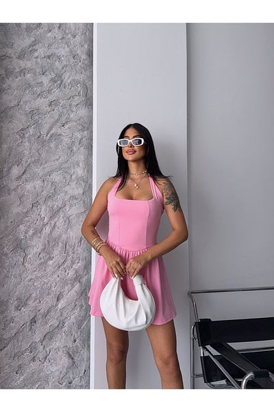 Ekim Store Rochie Sandy cu fustă balon cu bretele la gât