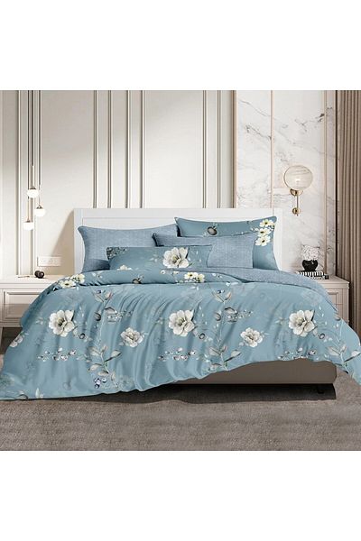 Favourite Vivert Blue Multicolor Pattern Duvet Set Single, Double 4 Piece Set