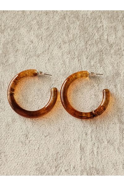 SiestaAccessories Brown Acrylic Hoop Earrings