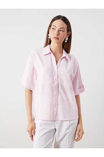 LC Waikiki Lcw Comfort Pink Modal Blended Oversize Women's Shirt