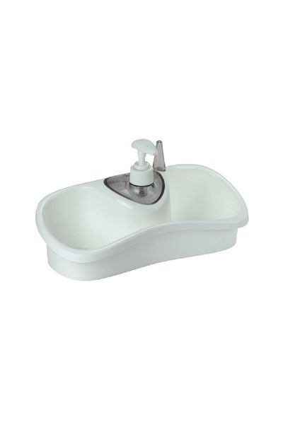 Snips High-Quality Saponello Sleek Sponge Holder and Soap Dispenser White