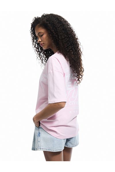 Koton New Season Short Sleeve Crew Neck Cotton Back Printed Oversize T-Shirt