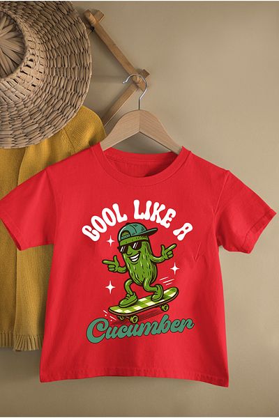 MAGORS Cool Cucumber Printed Cotton Circle Neck Short Sleeve Youth and Children's Tshirt