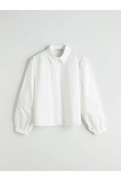 LC Waikiki Lcw Vision White Openwork Detailed Women's Shirt