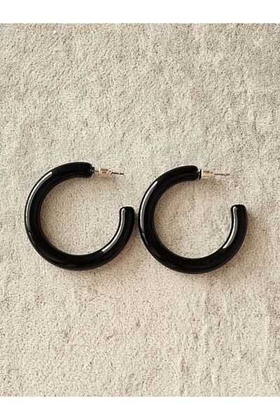 SiestaAccessories Black Color Acrylic Hoop Earrings