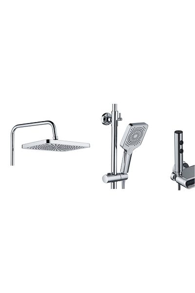 ferrara La Brocca BBS002 shower column, 4 functions, Brass, Electronic display, Bidet function, Silver