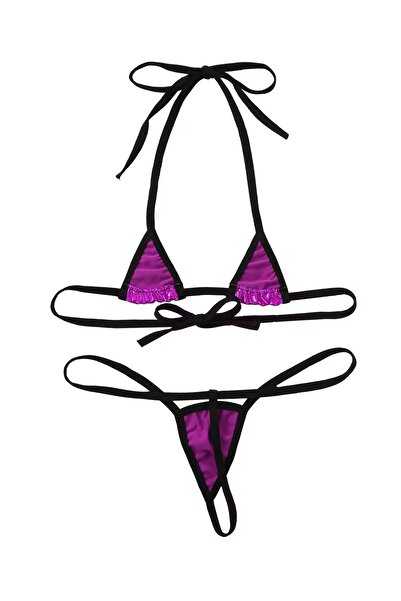Cicişim Σετ μπικίνι με κορδόνια με ροζ δερμάτινη εμφάνιση