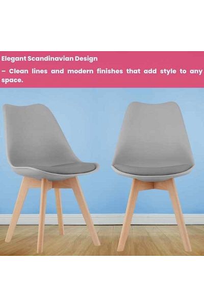OEM Set 4 Scaune Grosseto, Stil Scandinav cu Picioare din Lemn, Perna din Piele Ecologica, Maxim 120 Kg