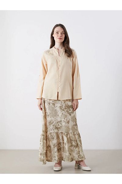 LC Waikiki Lcw Grace Sari Kaçık Collar Flower Embroidered Women's Shirt