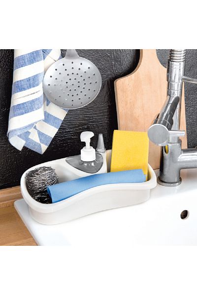 Snips High-Quality Saponello Sleek Sponge Holder and Soap Dispenser White