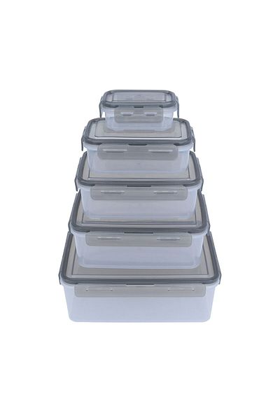 Alsaif Gallery Plastic Container Set Alsaif Gallery, Rectangular, 5 Pieces - Black Transparent