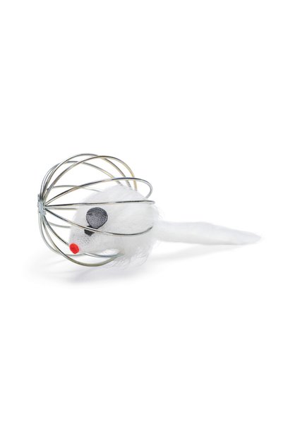 Beeztees Cat Toy, Plush Mouse in Wire Ball, Various Colors, 5.5cm