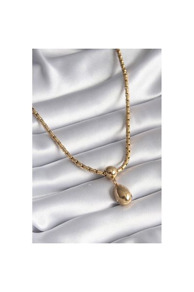 Skygo 316L Steel Gold Color Snake Back Chain Model Drop Pendant Women's Necklace - TJ-BKO8288