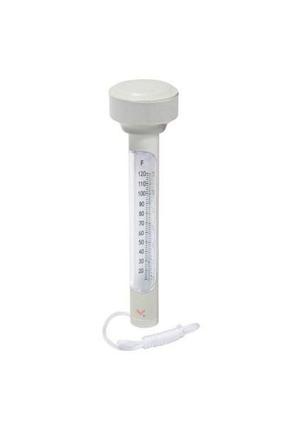 OEM Termometru plutitor cu snur pentru masurarea temperaturii apei din piscine, 19 x 5 cm, Alb