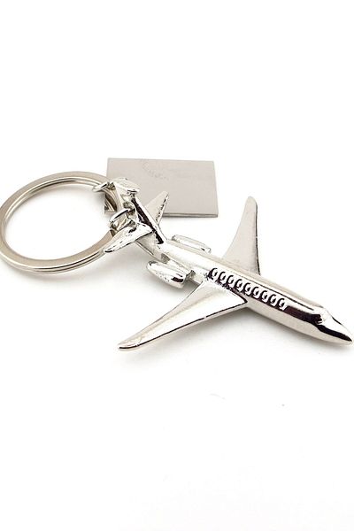 Solfera Passenger Plane Pilot Captain Stewardess Aircraft Silver Color Metal Keychain Kc336