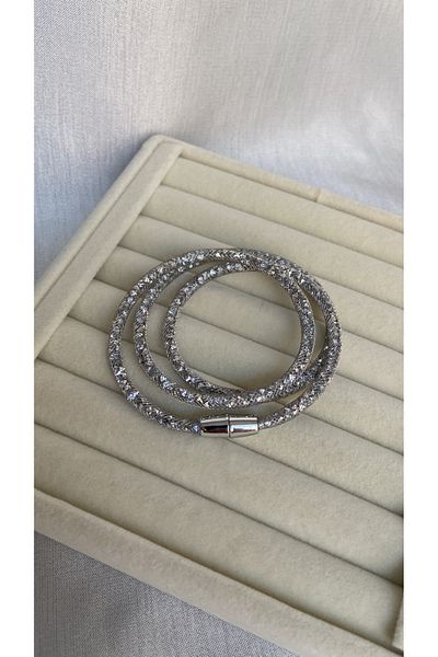 ZRN AKSESUAR Bracelet Silver Color Stone Inside the Bracelet Can Be 3 Times in the Bracelet with Magnetic Stylish Bracelet