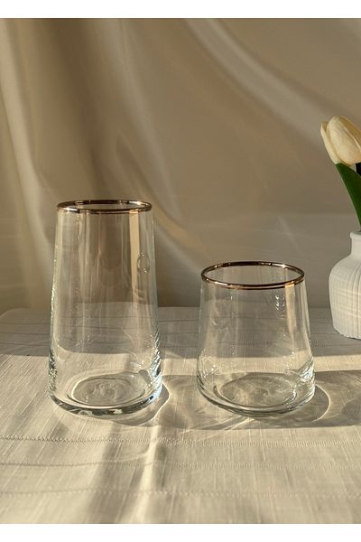 Şahika Kristal cama atılan imza Set of 12 Vera Platinum Water and Soft Drink Glasses