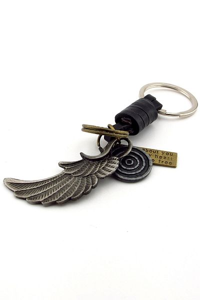 Solfera Angel Wing Angel Wing Leather Metal Keychain Kc347