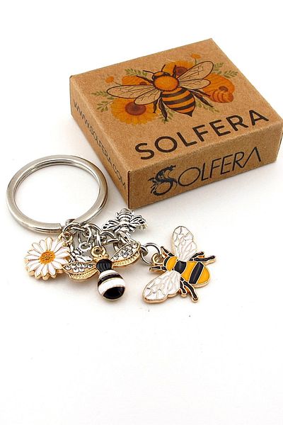 Solfera Honey Bee Daisy Spring Flower Keychain Bag Ornament Charm Kc378