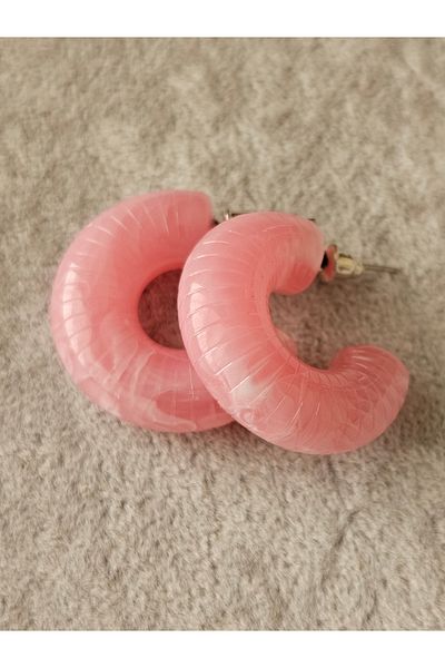 SiestaAccessories Pink Color Acrylic Hoop Earrings