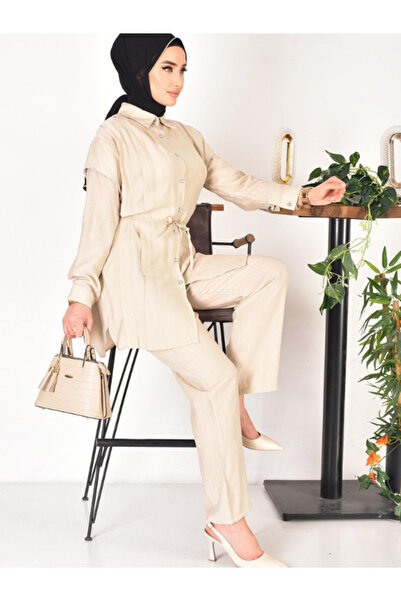 BERNEO Set de tunică dublă pentru femei din țesătură căpșuni cu detalii de pi...