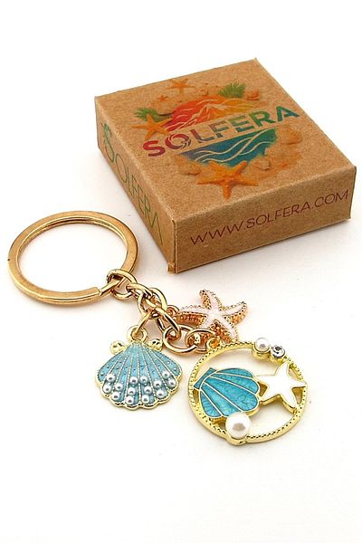 Solfera Beach Sea Creatures Sea Star Beach Summer Keychain Bag Ornament Charm Kc384