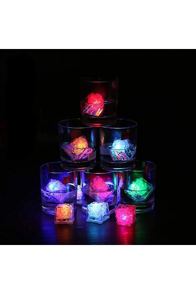 direkstoktan Led Lighted Ice Cubes 12 Pieces Rgb / Light-Up Led Water Activated Ice Cubes for Drinks 12 Pack