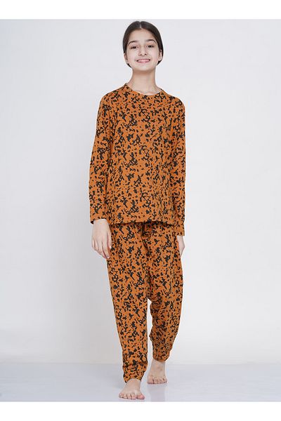 LAUREN SMITH Girl's Pajama Set Long Sleeve Top with pants 2 Piece Printed Sleepwear Cotton Teen Girls Pjs Set